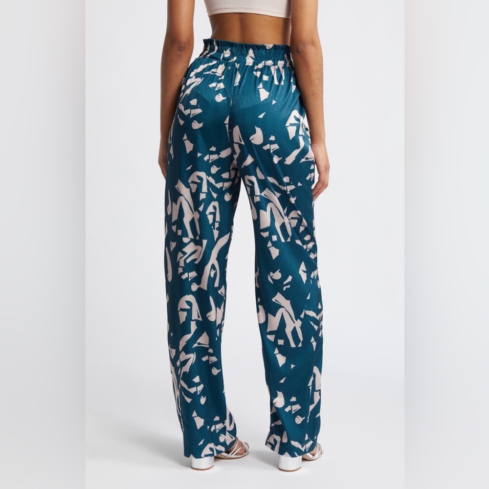 DiarraBlu Leer Batik Wide Leg Palazzo Pants Teal Small NWT - Picture 3 of 7